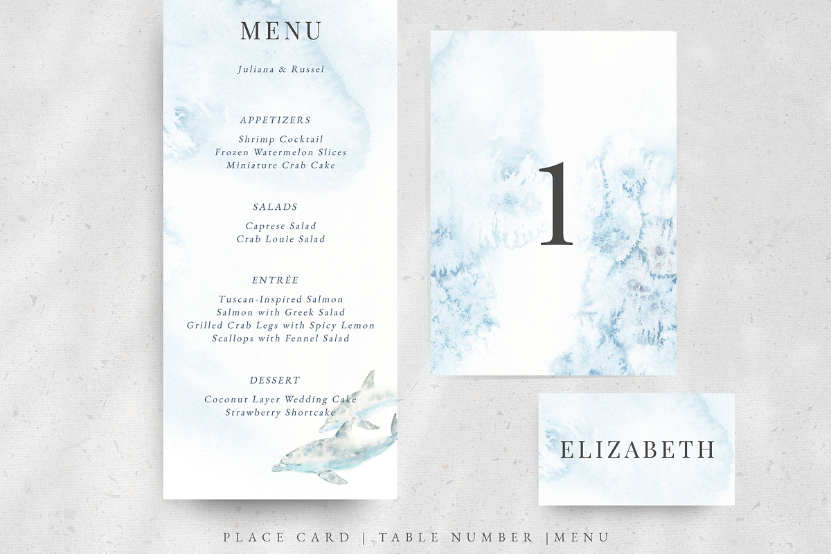 Watercolor Dolphins Wedding Set, an Invitation Template by Kolorata Art (Photo 3 of 5)