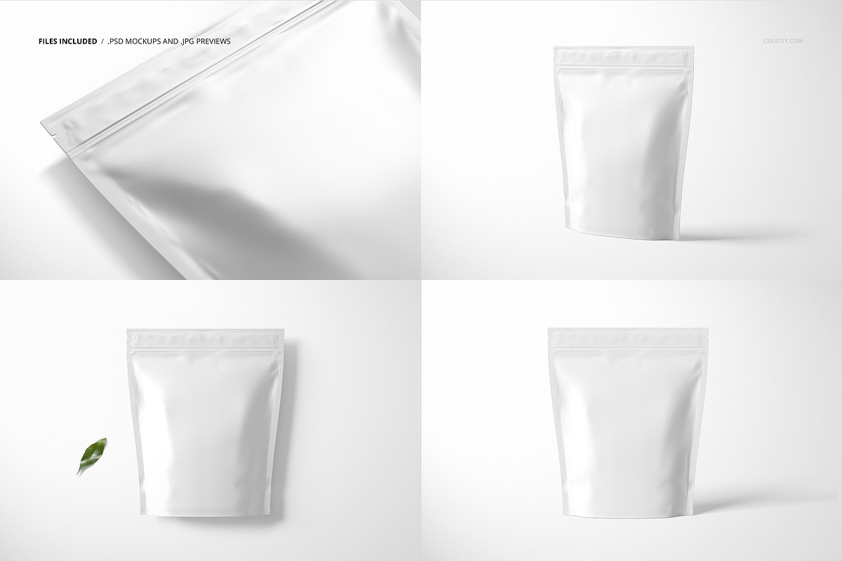Stand Up Zip Lock Pouch Mockup Set 3, a Household Mockup by creatsy5 (Photo 2 of 9)