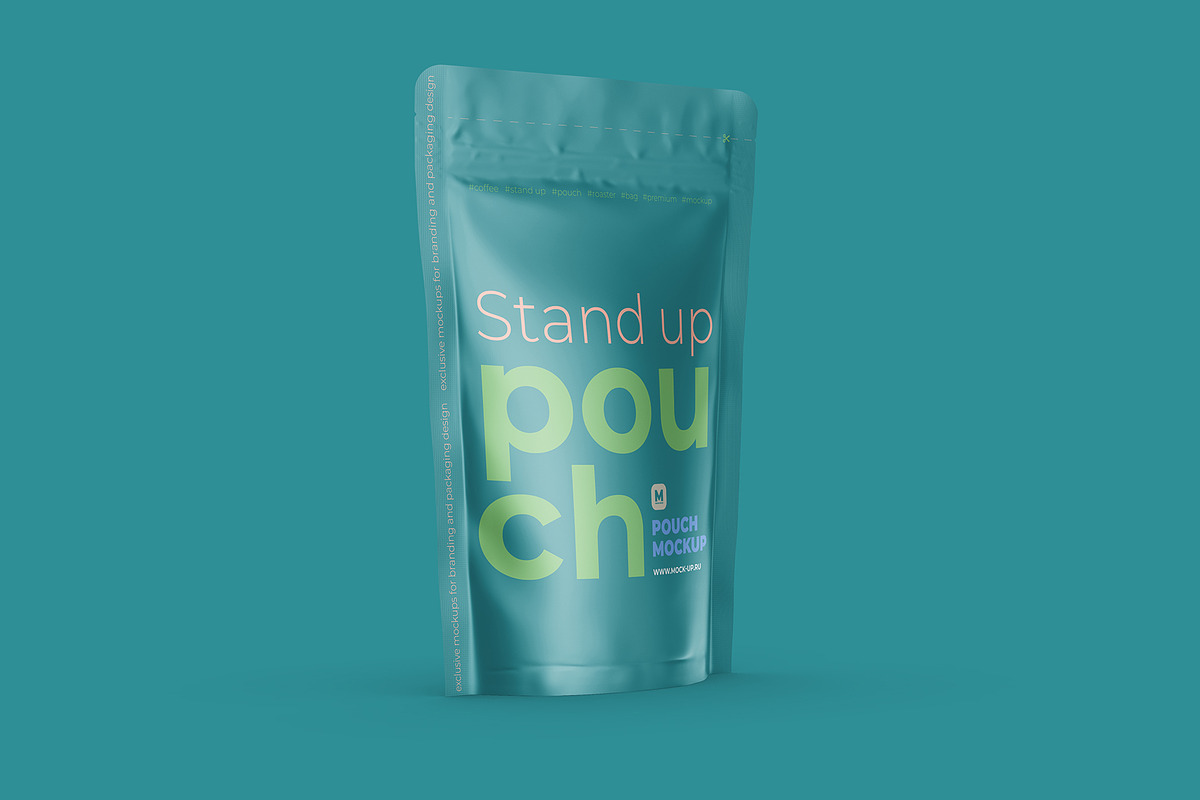 Stand Up Pouch Mockup Half Side view, a Cups & Container Mockup by easymock (Photo 11 of 12)