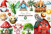 Happy spring clipart, an Illustration by CreationArt (Thumbnail 1 of 7)