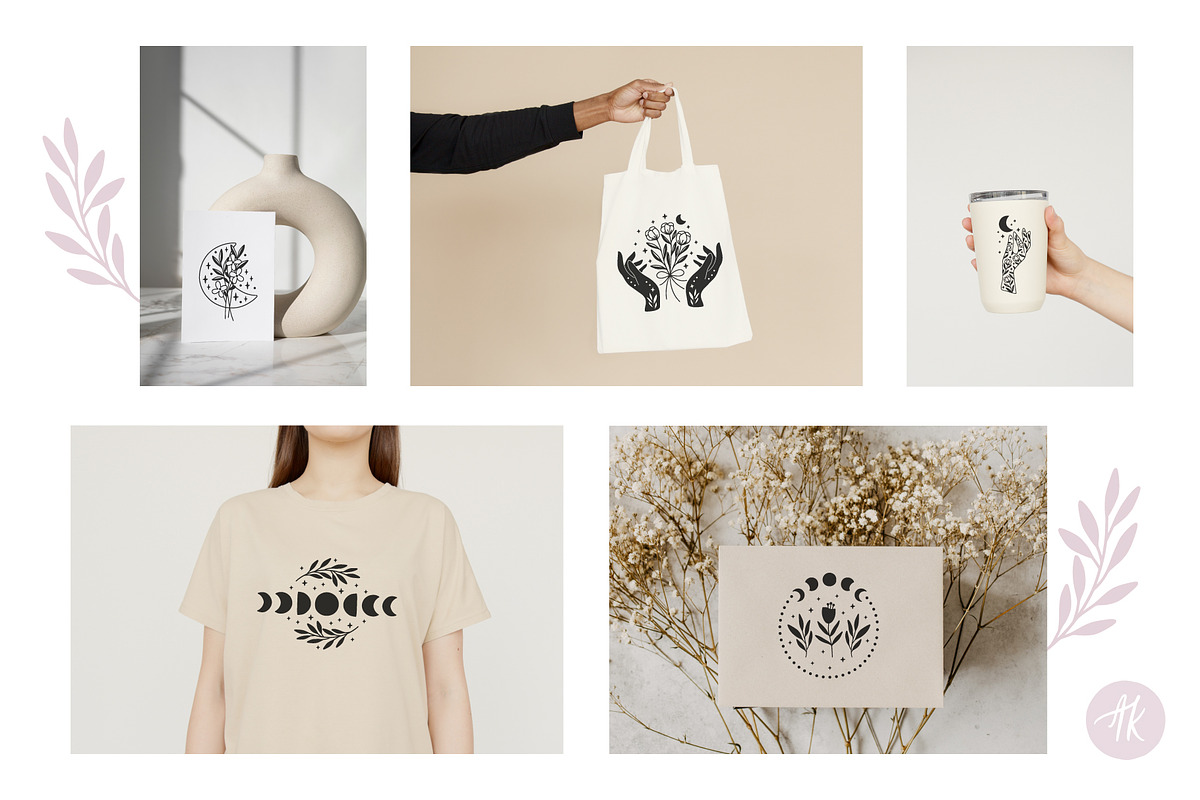 Floral Moons Celestial Vector Set, an Object Graphic by Alena Koval (Photo 8 of 16)