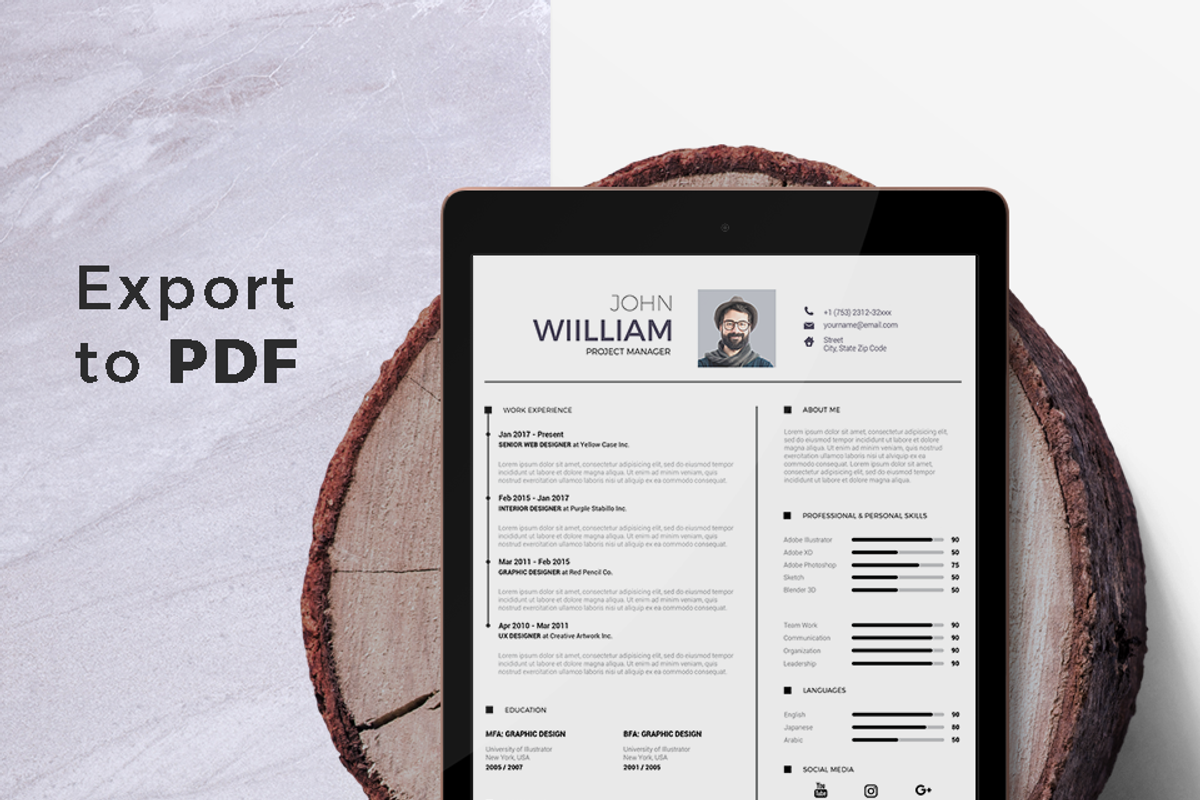 Modern Resume & CV Template, a Resume Template by Hito Graphic (Photo 8 of 8)