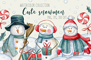 Cute snowmen collection, a Decorative Illustration by Aquarellka (Thumbnail 1 of 9)