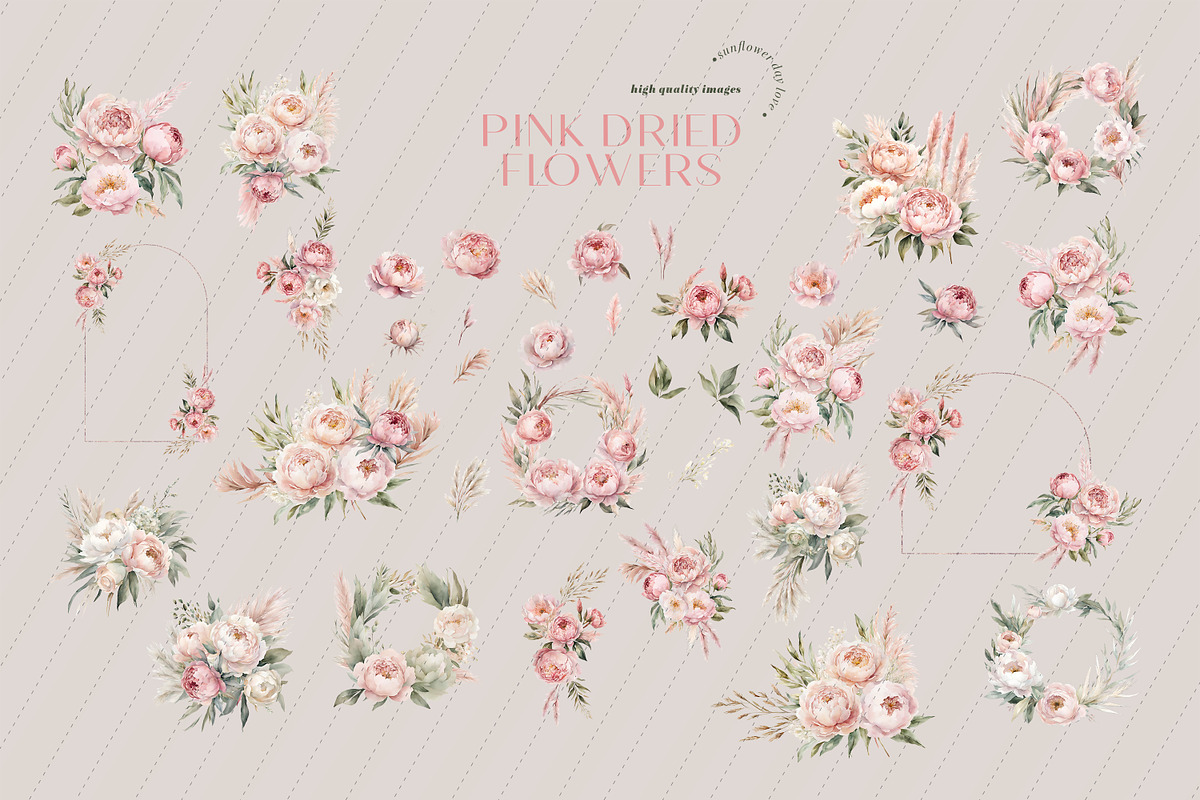 Pink Floral Pampas Grass Clipart, an Illustration by Sunflower Day Love (Photo 5 of 7)