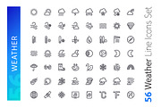 Weather Line Icons Set, an Outline Icon by Voysla's Shop (Thumbnail 2 of 4)