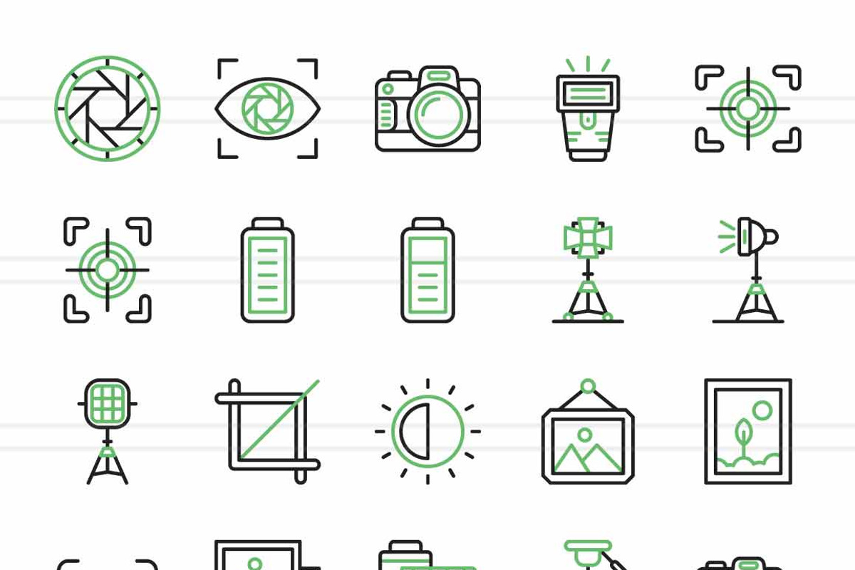 50 Photography Green & Black Icons, an Icon by IconBunny (Photo 2 of 2)