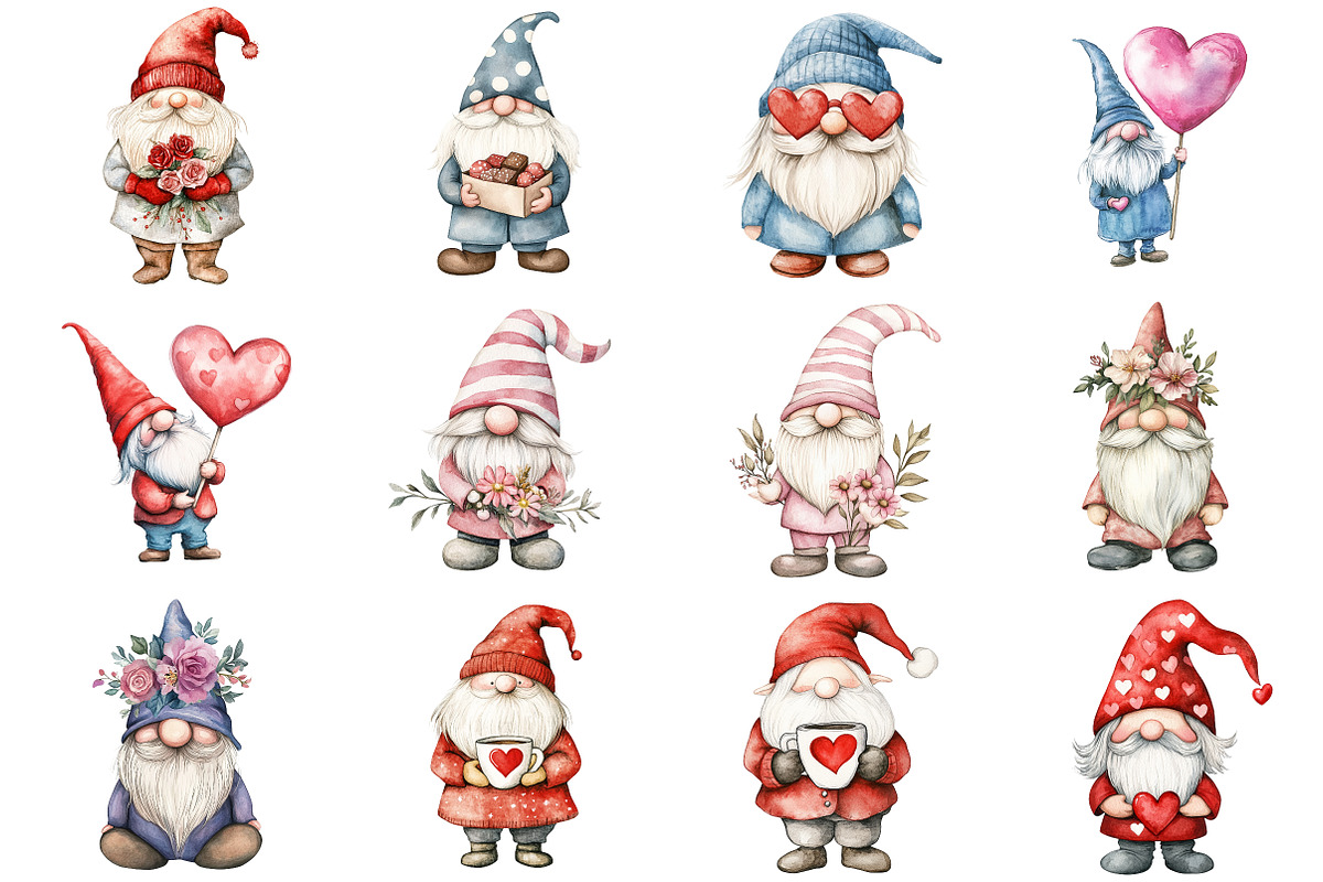Valentines Gnome Clipart, an Illustration by Design Market (Photo 3 of 3)