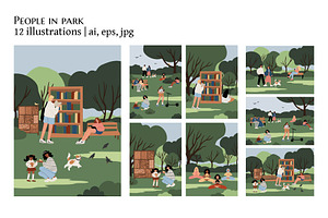 Diverse People in Park Illustration, a Person Illustration by LyubovZaytseva