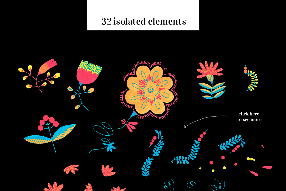 Hand-painted folk gouache pattern, a Decorative Illustration by Folkheart (Photo 3 of 11)