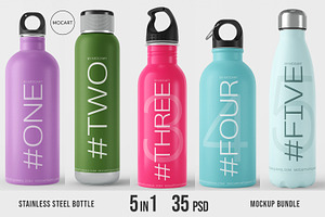 Stainless Steel Bottle Mockup BUNDLE