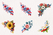Patriotic Floral Corners Clipart, a Seasonal Illustration by CreationArt (Thumbnail 3 of 4)
