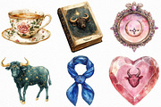Watercolor Taurus Season Clipart, an Illustration by Craft Nest (Thumbnail 2 of 6)