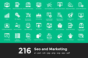 216 Seo and Marketing Vector Icons, a Solid Icon by Vectors Market (Thumbnail 1 of 7)