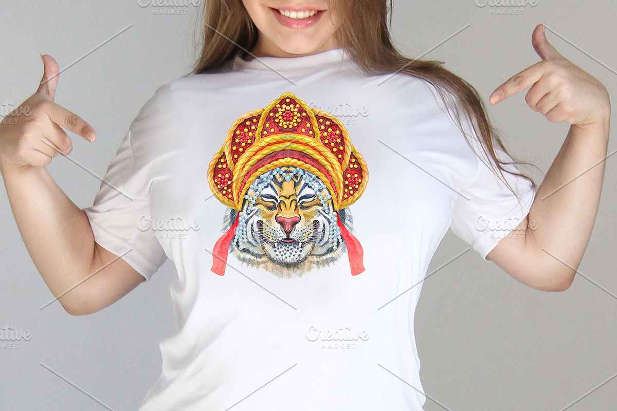Cute watercolor tigers. Part 8, an Object Graphic by Watercolor fantasy (Photo 2 of 4)