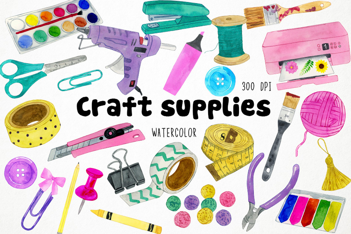 Watercolor Craft Clipart, Crafting, an Object Graphic by Paulaparaula (Photo 1 of 3)