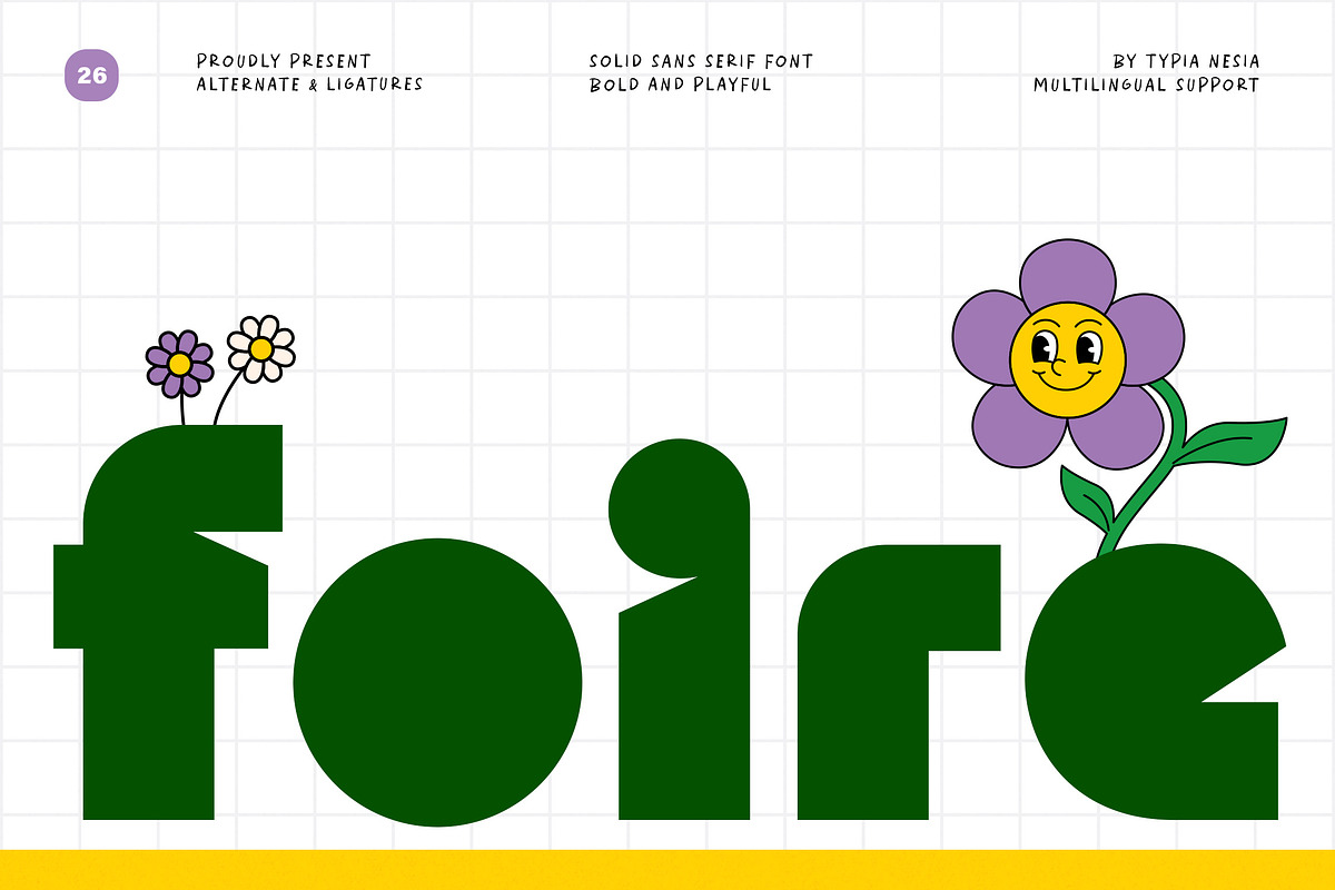 Foire - Playful Bold Solid Font, a Sans Serif Font by Typia Nesia (Photo 1 of 12)