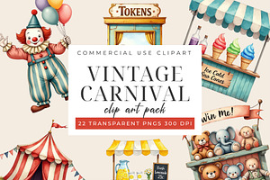 Vintage Carnival Clipart PNG Set