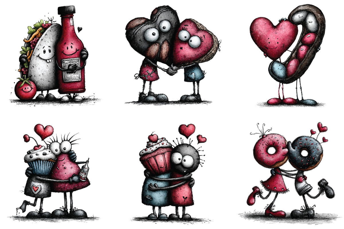 Whimsical Valentine Food Pairs Clipa, an Illustration by CraftArtStudio (Photo 4 of 6)