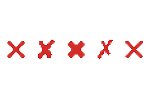 Set of Pixelated Red X Icons, an Object Illustration by Vector Creator