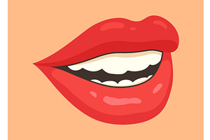Red lip female. Woman expressed, an Illustration by the8monkey