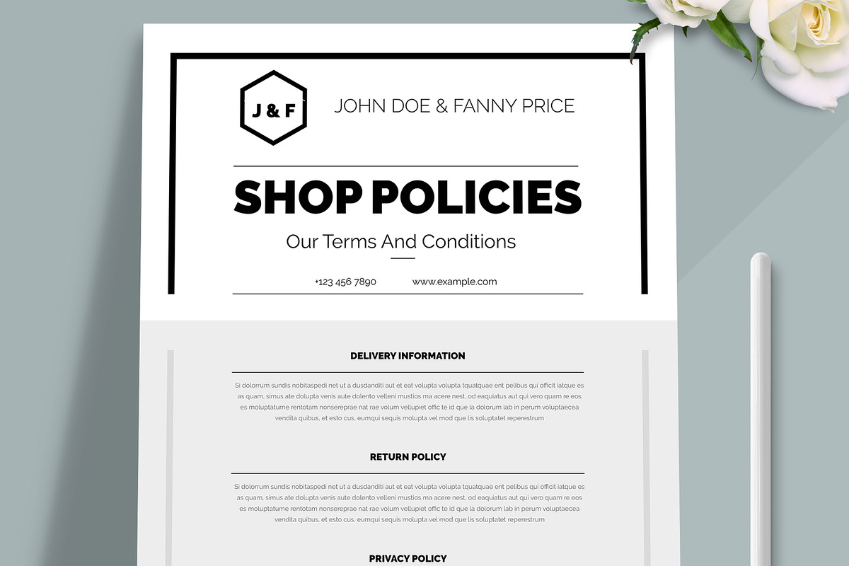Order Shop Policy Form Design