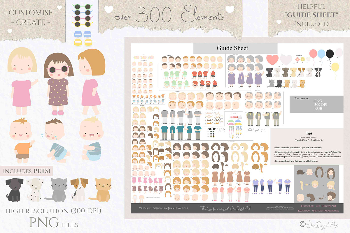 HUGE Cartoon Family Clip Art Set, a Graphic by Jen Digital Art (Photo 2 of 3)