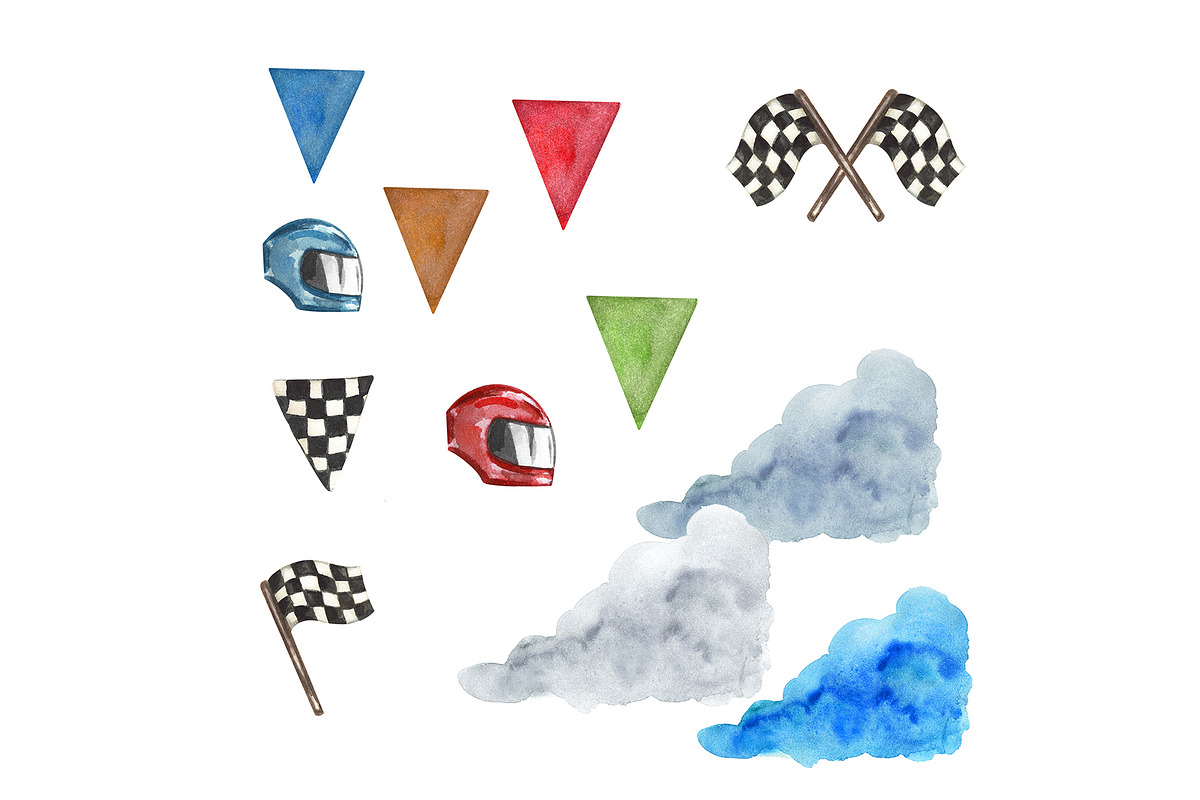 Watercolor Clipart Race Cars, an Object Graphic by HabitusDesigns (Photo 3 of 7)