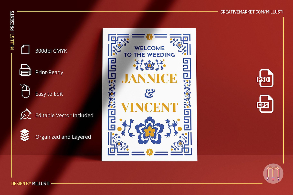 Chinoiserie Wedding Invitation Suite, an Invitation Template by Millusti (Photo 5 of 5)