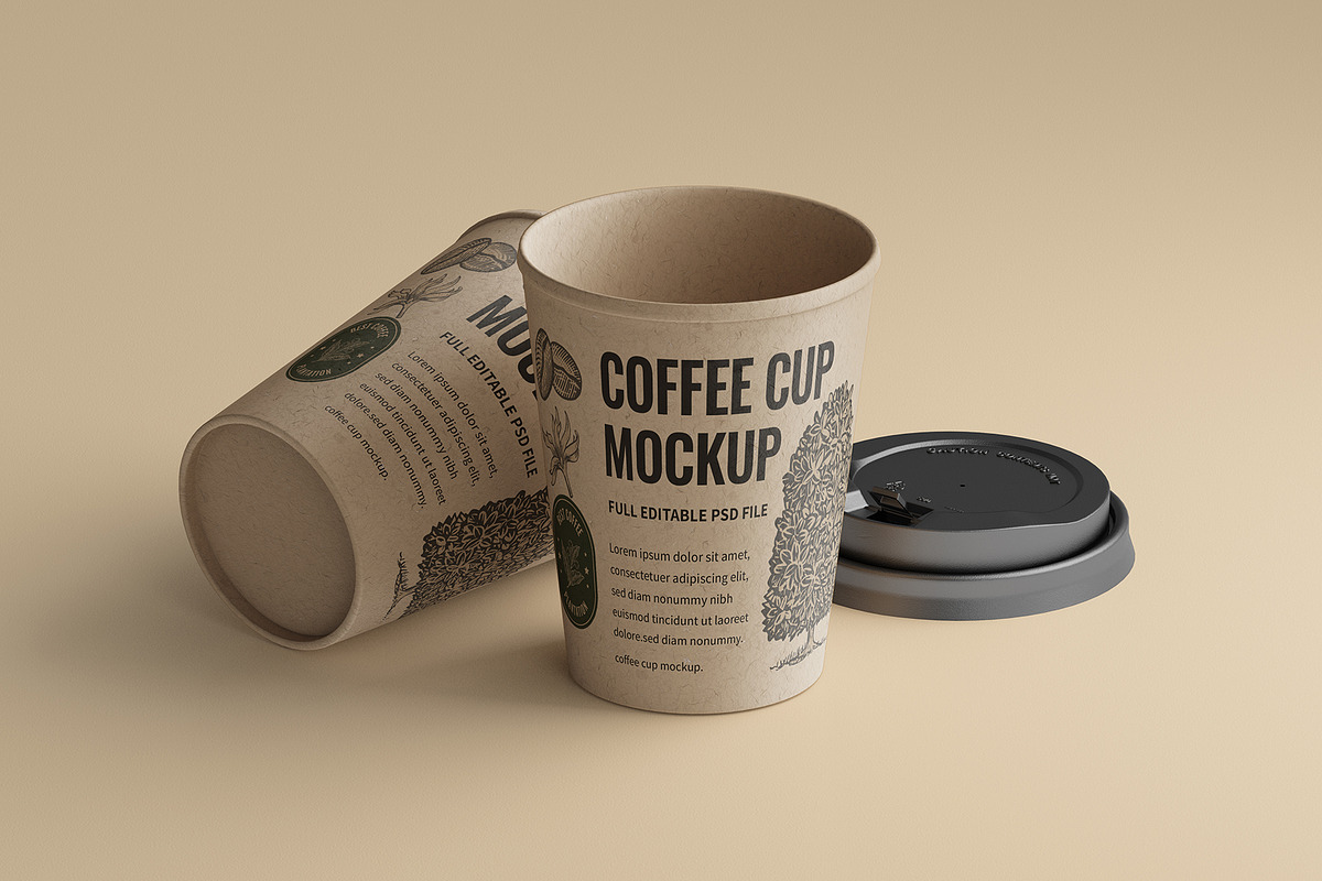 Kraft Coffee Cup Mockup, a Cups & Container Mockup by Graphicboom (Photo 4 of 4)