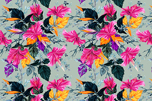 Hawaiian Vibes Exotic Vector Pattern