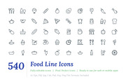 540 Food Line Icons, an Outline Icon by Vectors Market (Thumbnail 1 of 7)
