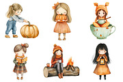 Whimsical Fall Black Hair Girl Clipa, an Illustration by Daily.Designs (Thumbnail 2 of 5)