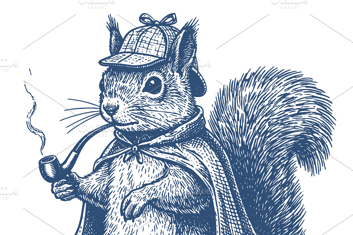 Retro Squirrel Illustrations Set, a Graphic by OneVectorStock (Photo 2 of 4)