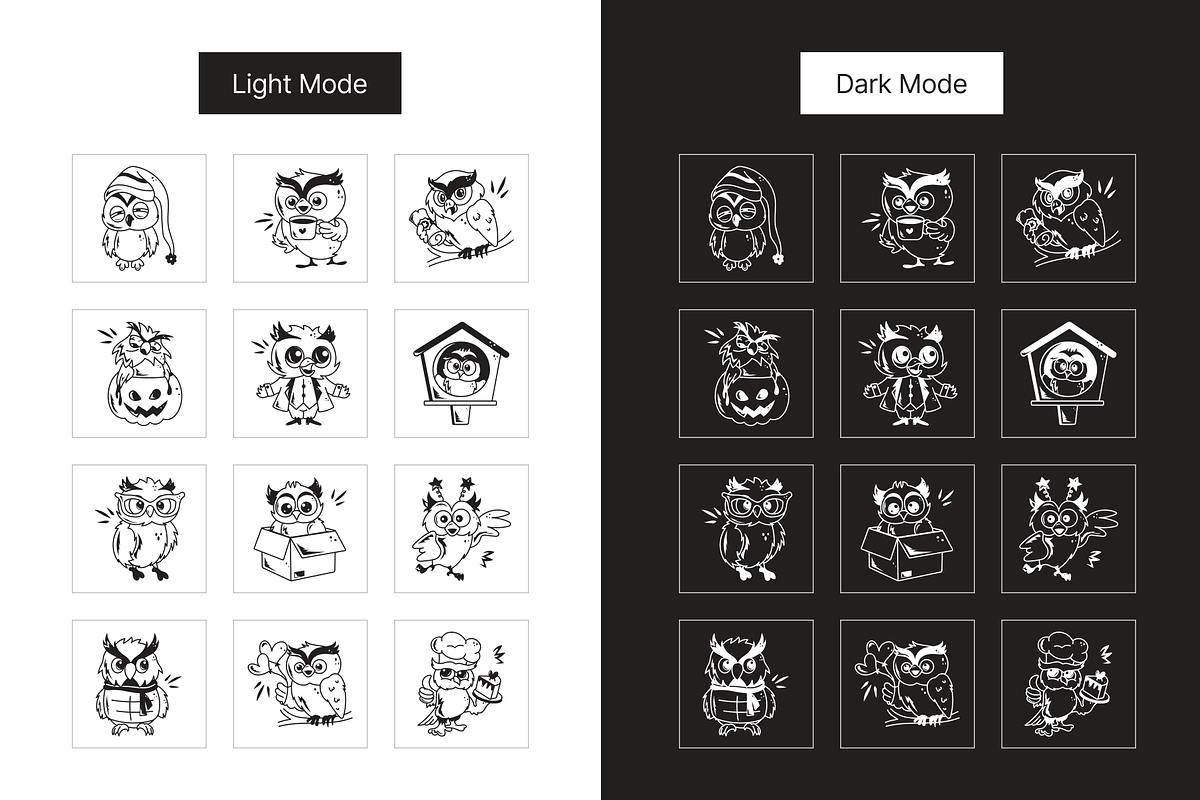 Owl Icon Set, a Solid Icon by Prosymbols (Photo 3 of 6)