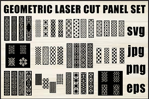 Black Geometric Pattern Panel Set, an Object Graphic by Designer_Momina