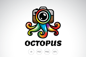Octopus Camera Logo Template