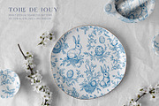 Easter Blue Toile Seamless Pattern, a Pattern Graphic by Olya Creative (Thumbnail 4 of 6)