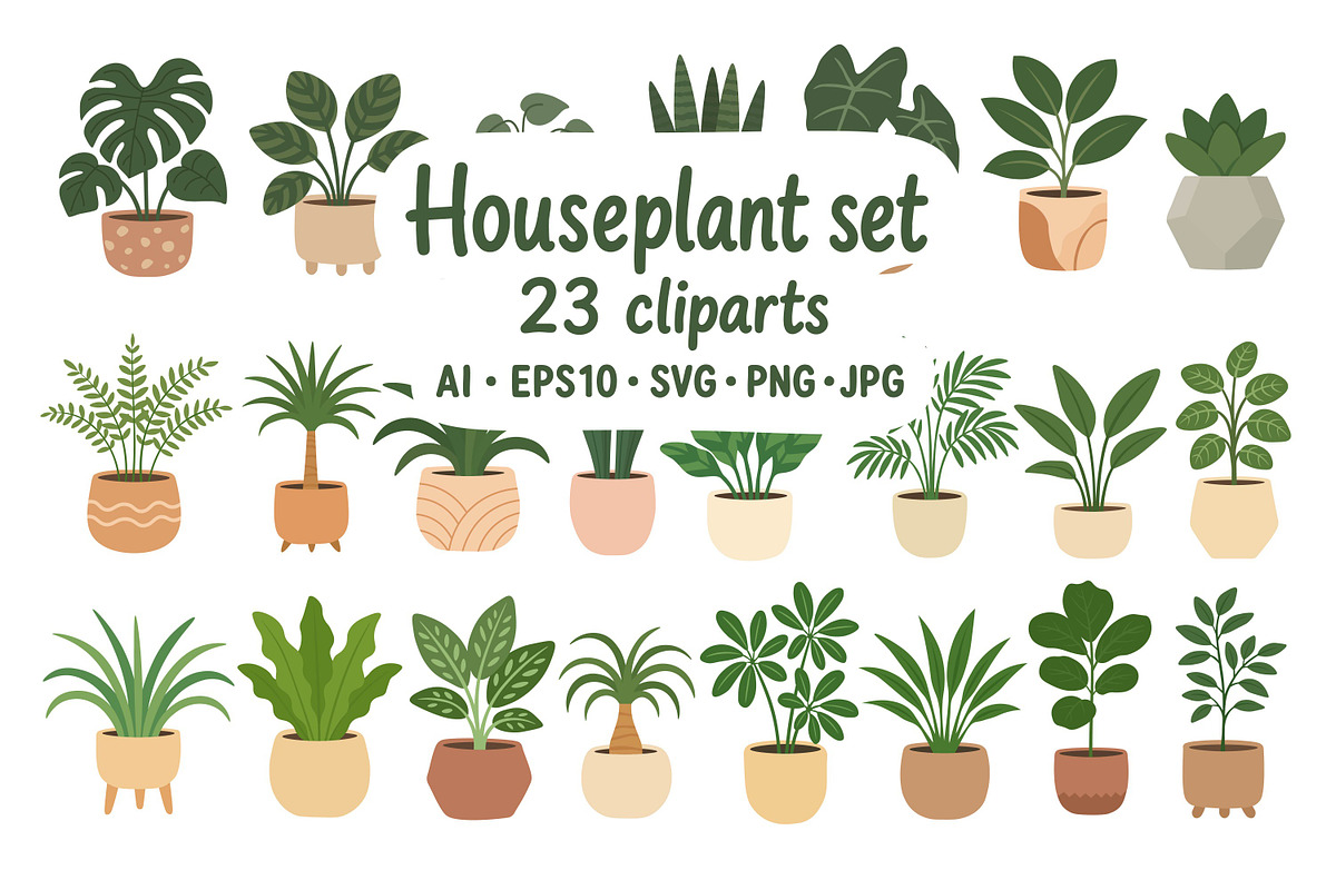 Houseplant set, a Decorative Illustration by ananastya (Photo 1 of 3)