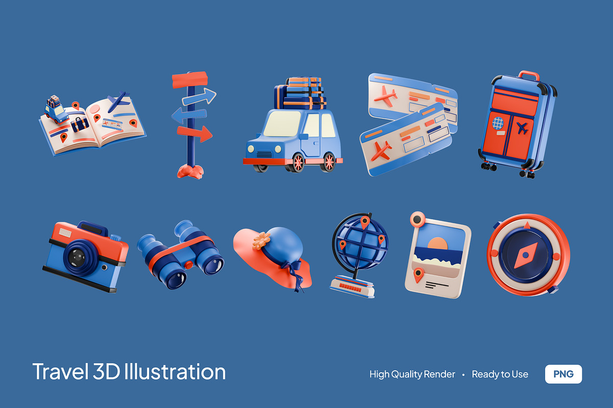 Travel 3D Illustration, an Object Illustration by graphicook