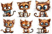 Cute Kitten Drinking Coffee Clipart, an Illustration by DreamArtGraphic (Thumbnail 5 of 5)