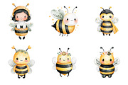 Cute Bee Clipart, an Illustration by Design Market (Thumbnail 2 of 4)