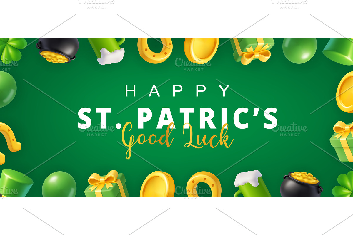 Happy St. Patricks Day festive frame, an Illustration by GraphiShop