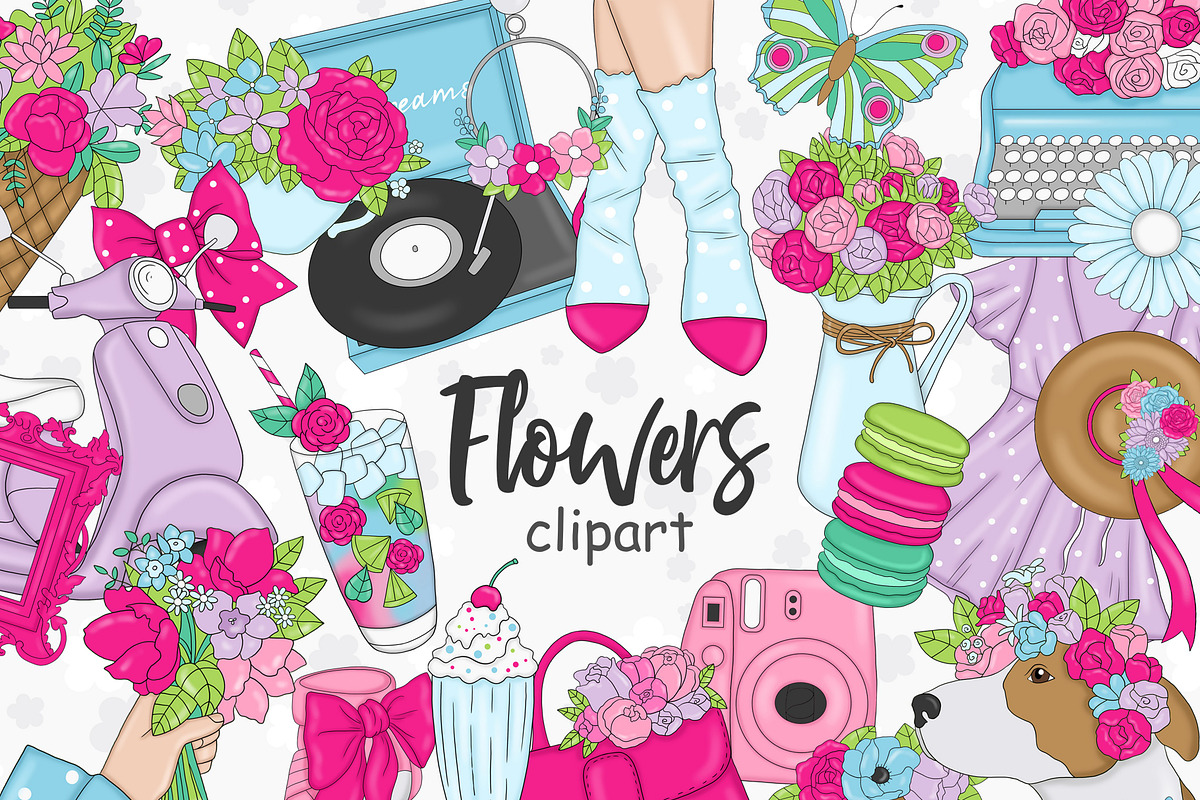 Flowers Clipart, a Seasonal Illustration by GlamArtZhanna (Photo 1 of 3)