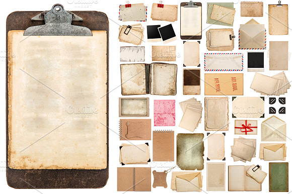 Aged Paper Sheets And Clipboard