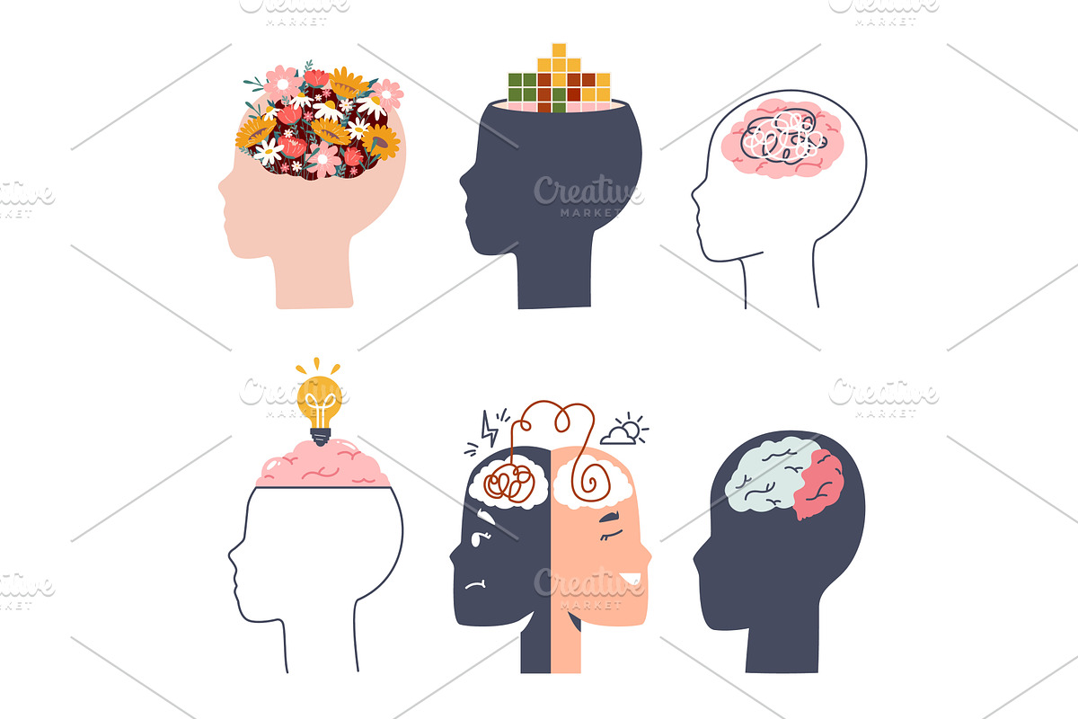 Human head profile icons. Different, an Illustration by Valerie Bodnar