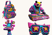 80s Neon Cartoon Clipart Bundle, an Object Illustration by BusyDaydesign (Thumbnail 6 of 9)