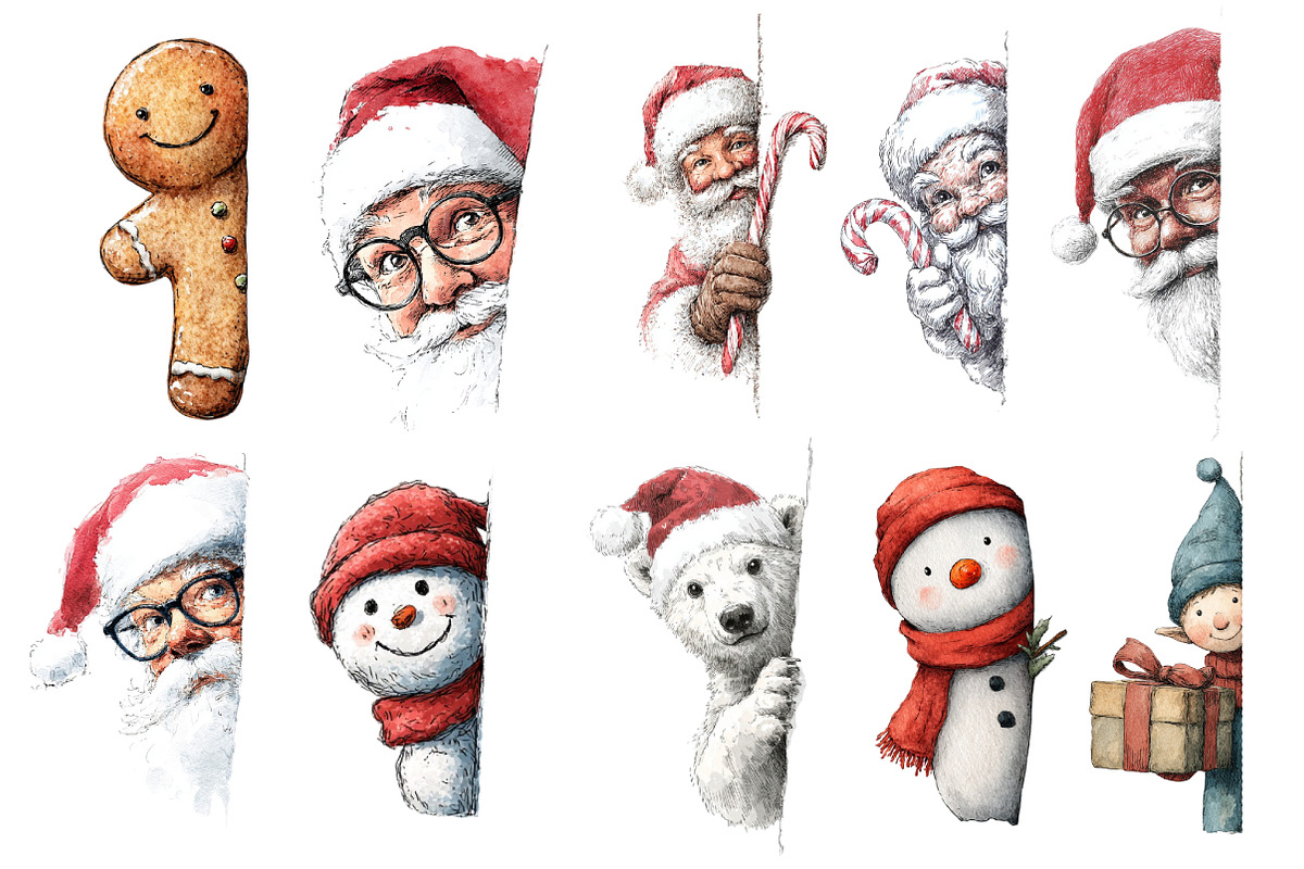 Christmas Peeking Clipart, an Illustration by Designworld (Photo 2 of 4)