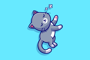 Cute Cat Sleeping Cartoon, an Animal Illustration by Catalyst Labs