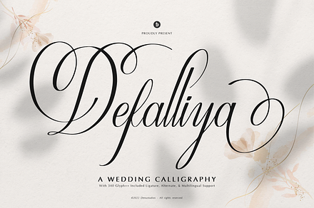 Defalliya | Wedding Calligraphy, a Script Font by Denustudios
