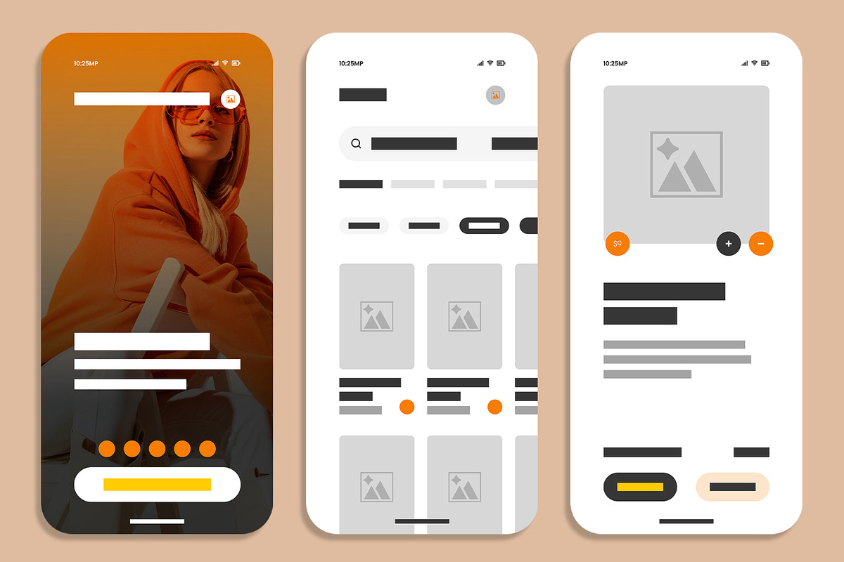Modern Mobile App Wireframe Template